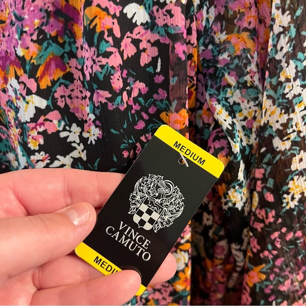 NWT Vince Camuto Tiered Floral Boho Mini Dress Size Medium Festival Concert - Picture 4 of 11